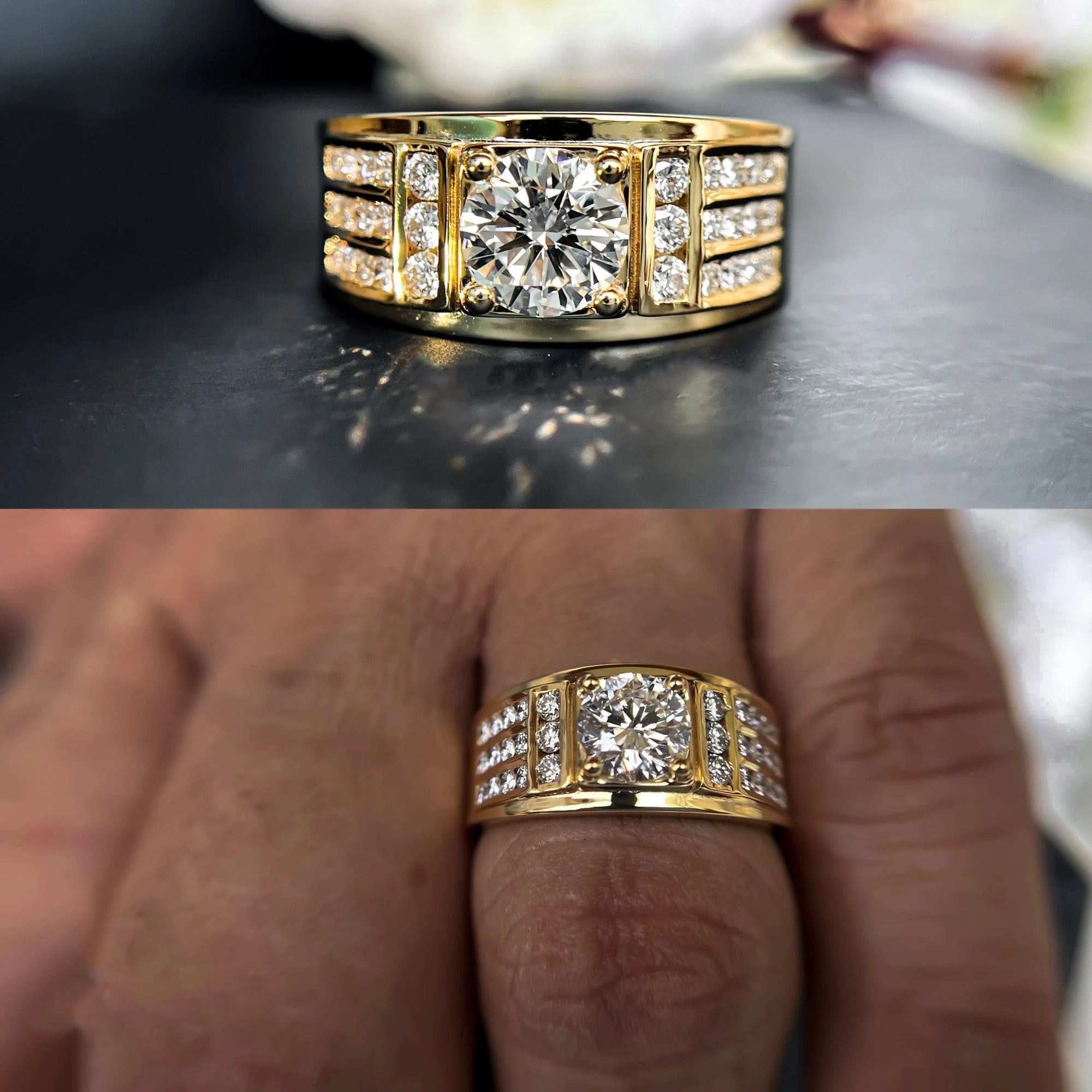 VVS Moissanite Iced out Statement Ring – 14K Gold Plated 925 Sterling Silver