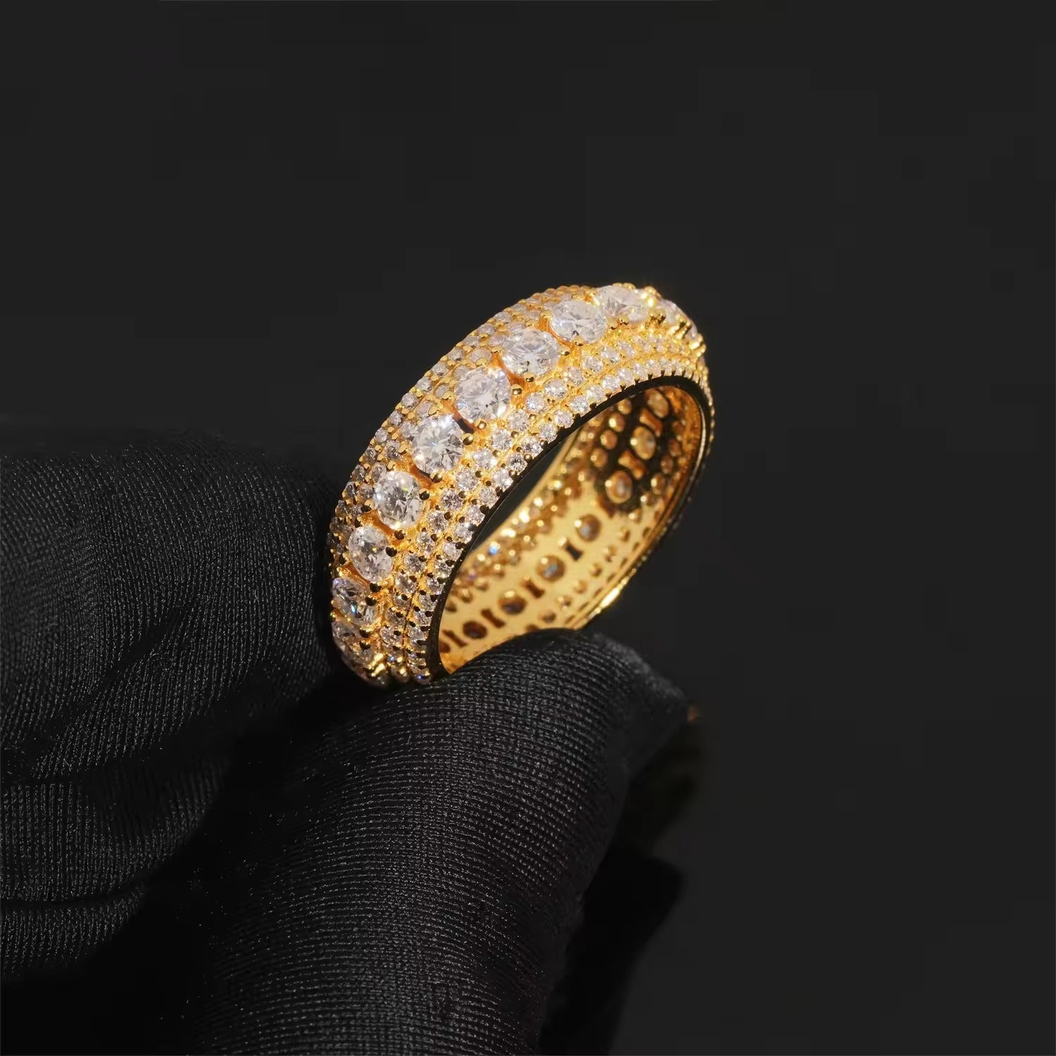 VVS Moissanite Diamond Iced Out, Layered Ring – Gold Plated, 925 Sterling Silver Jewelry