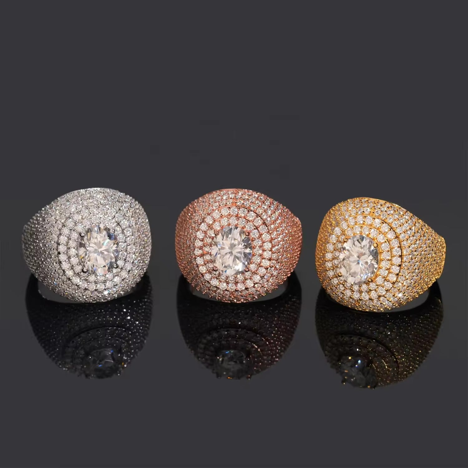 Custom 3ct VVS Moissanite Oval Ring –  Iced Out 925 Sterling Silver