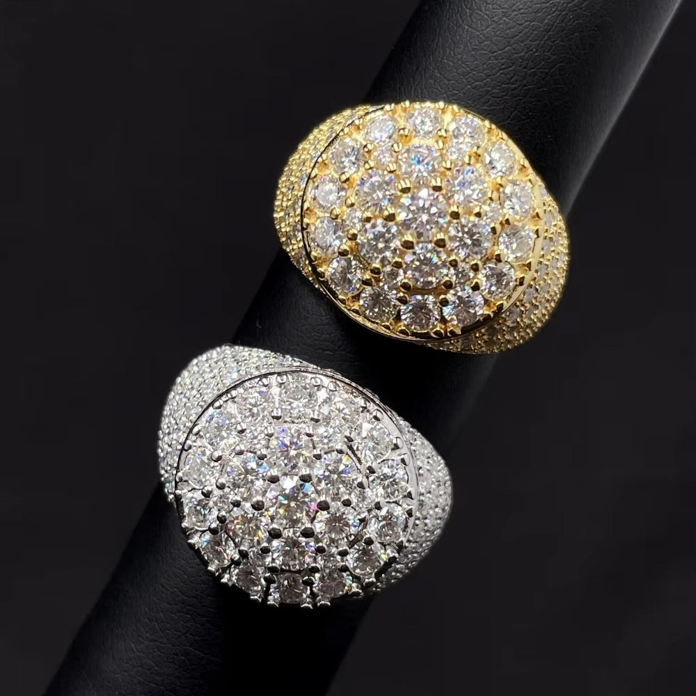 VVS Moissanite Iced Out Dome Ring – 925 Sterling Silver Statement Piece