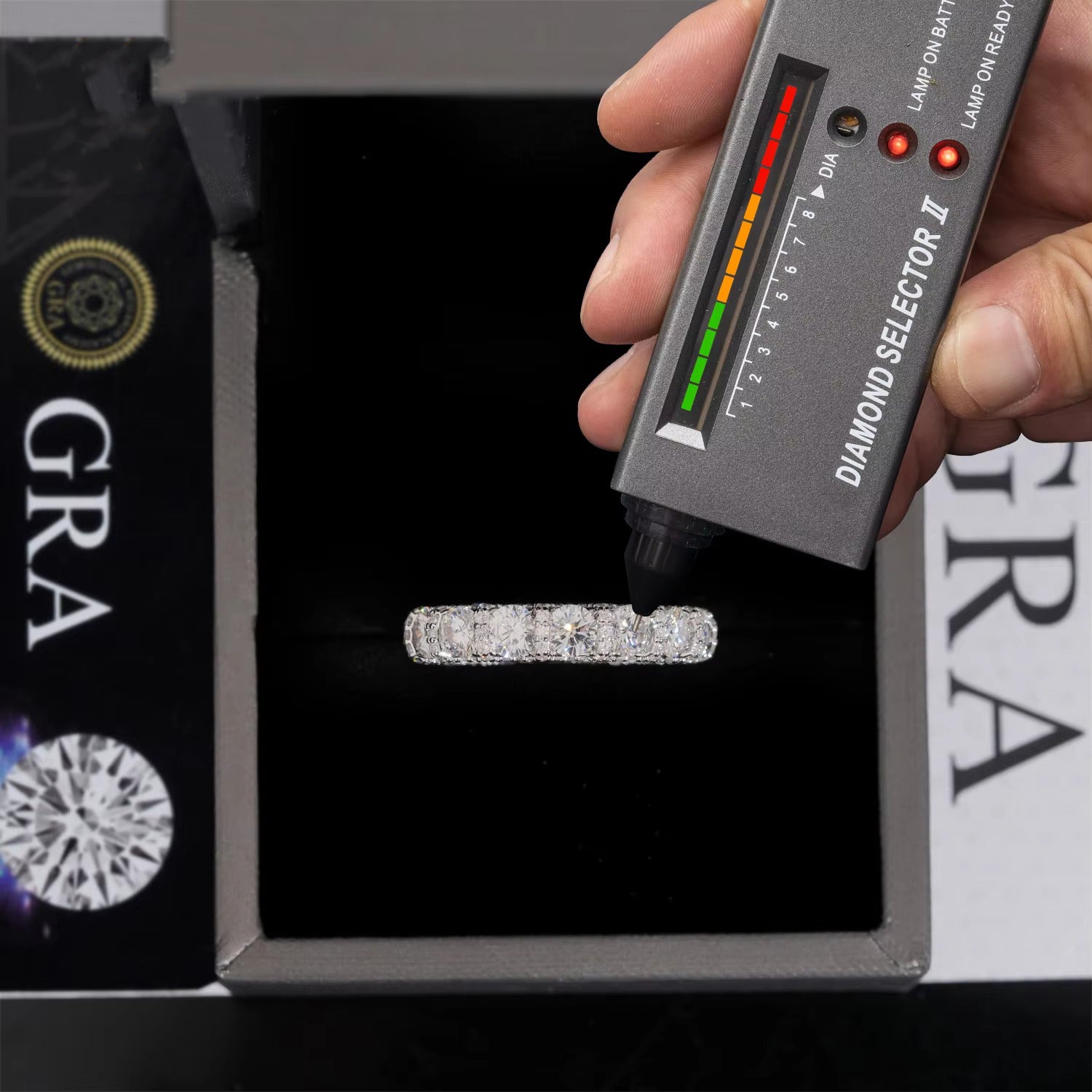 VVS Moissanite Diamond Engagement Ring – Round Cut Eternity Iced Out Ring, 925 Sterling Silver