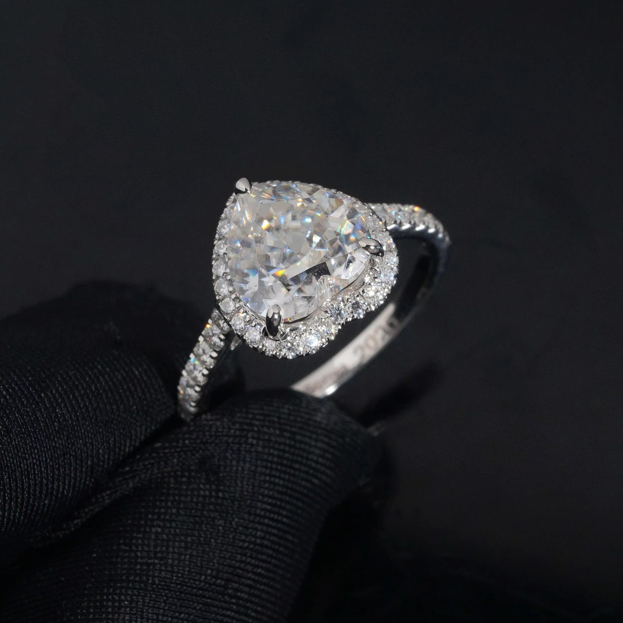 Heart Cut VVS Moissanite Engagement Ring – Iced Out 14K White Gold Band