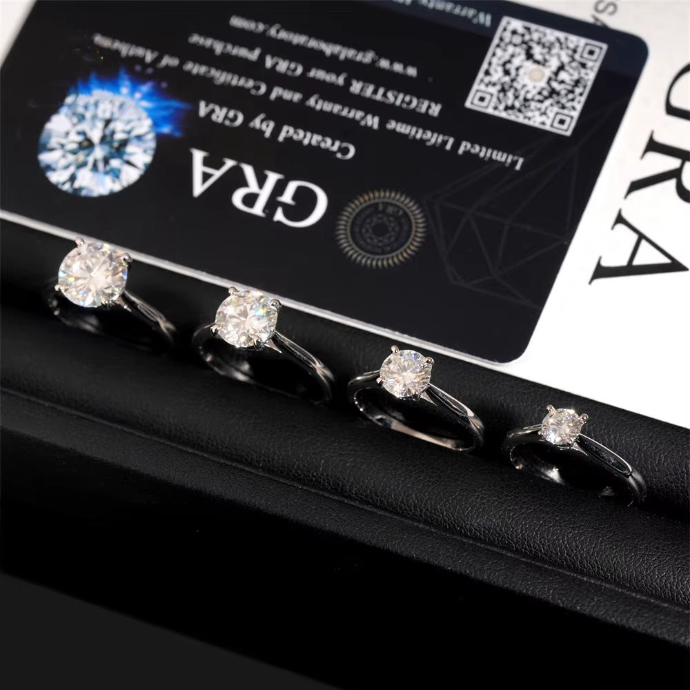 VVS Moissanite Solitaire Engagement Ring – 4 Prong 925 Sterling Silver