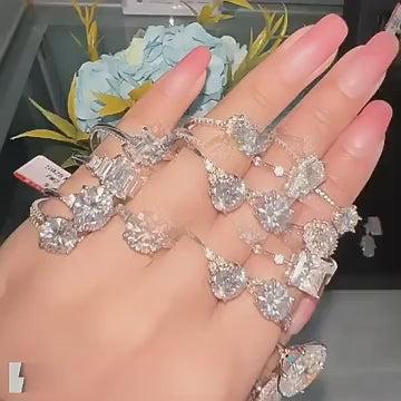 VVS Moissanite Solitaire Engagement Ring – 4 Prong 925 Sterling Silver