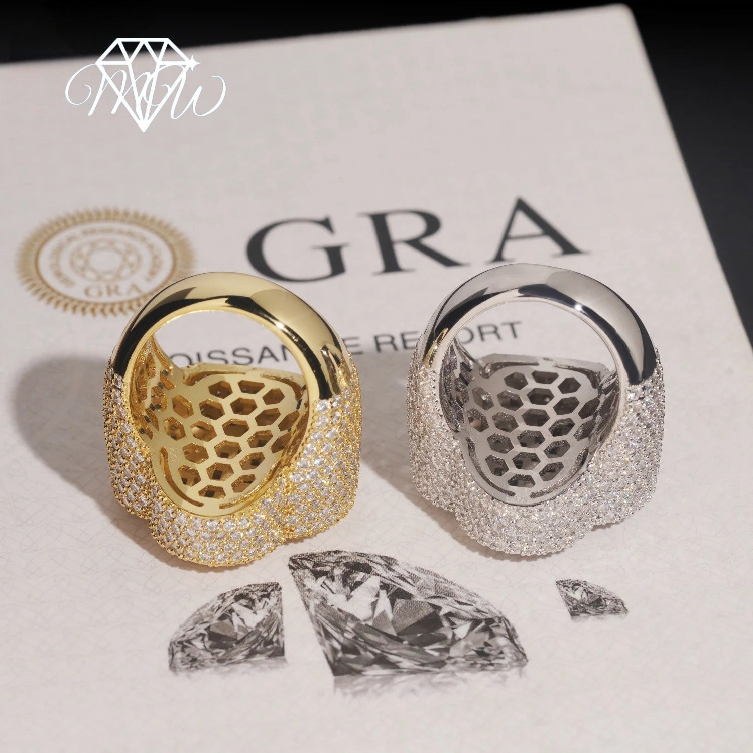 VVS Moissanite Clover Ring – 925 Silver Iced Out Baguette Jewelry