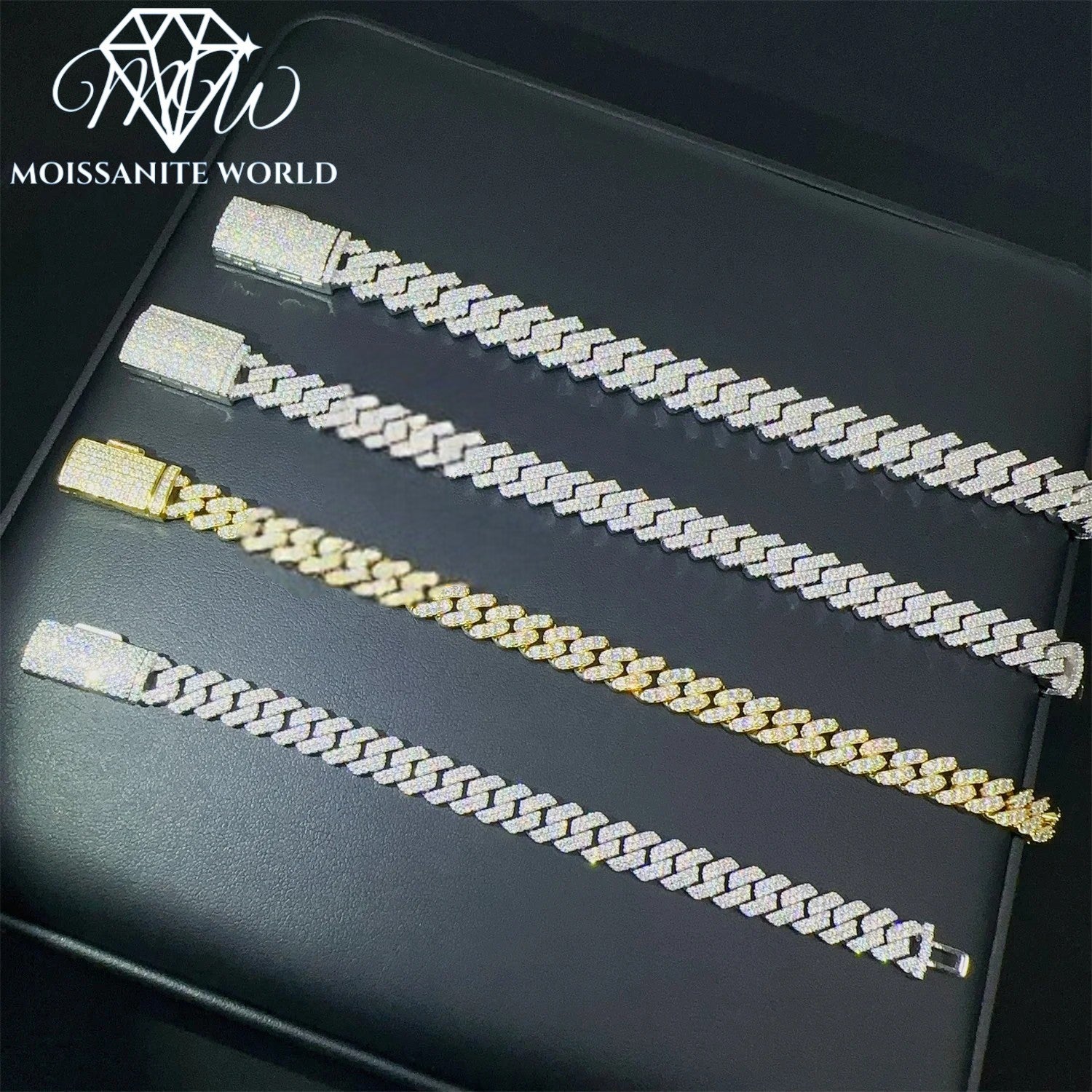 925 Sterling Silver Moissanite Cuban Link Bracelet – 6mm, 8mm, 10mm, 12mm | Iced Out Hip Hop Jewelry for Men