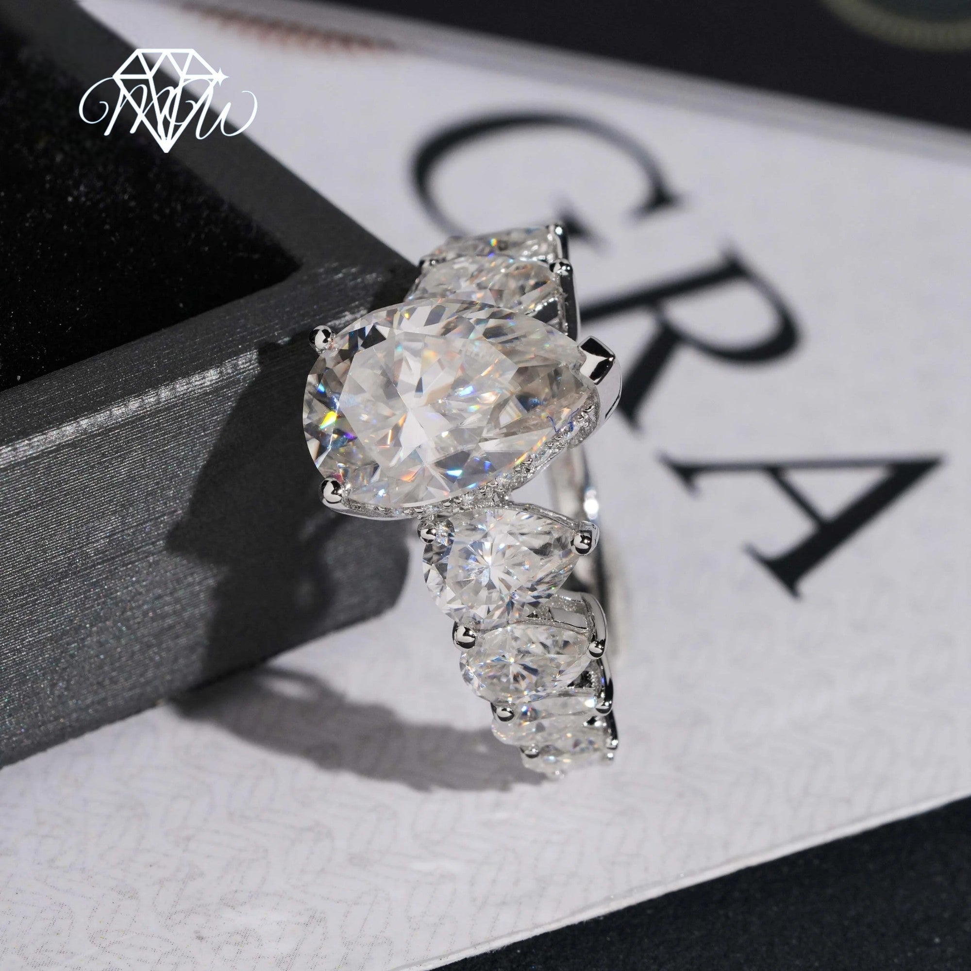 Pear Cut Moissanite Engagement Ring – 9x13mm VVS Stone, 925 Silver