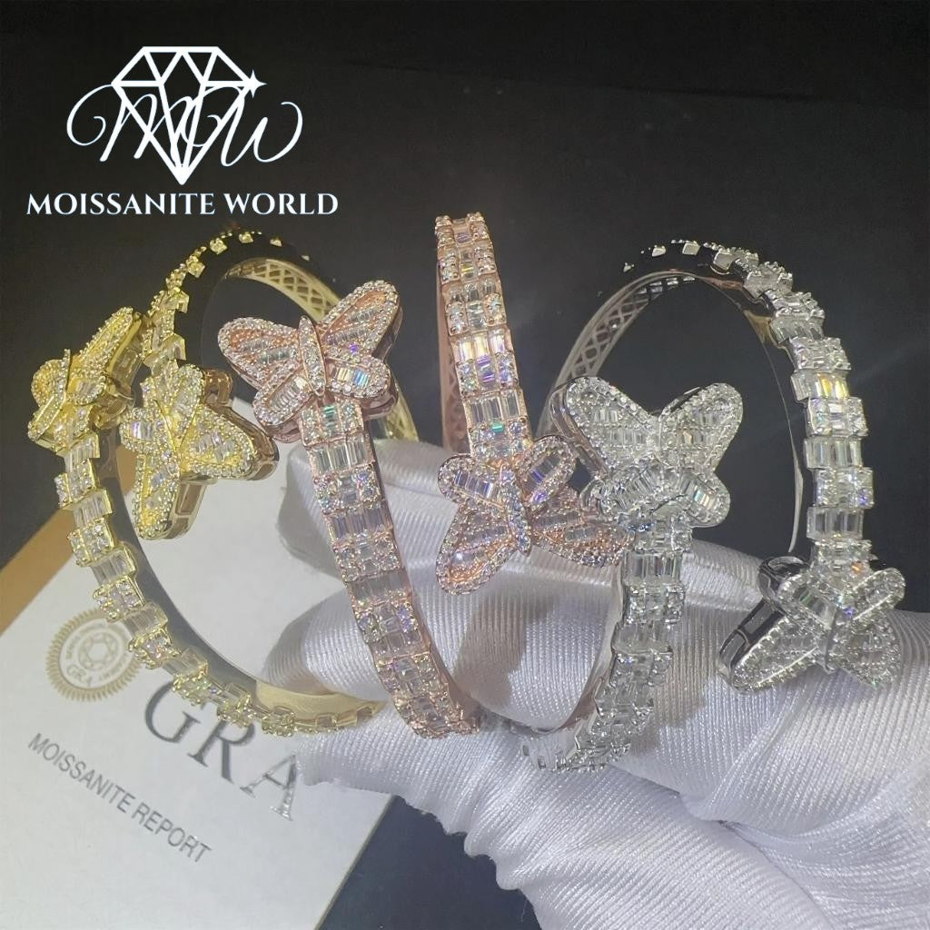 Butterfly Bracelet | VVS1 Baguette Moissanite Diamond | 925 Sterling Silver Iced Out