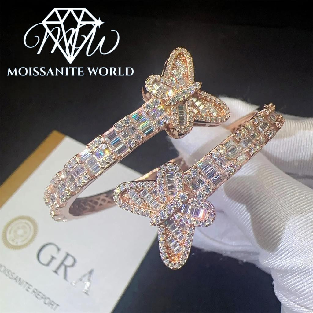 Butterfly Bracelet | VVS1 Baguette Moissanite Diamond | 925 Sterling Silver Iced Out