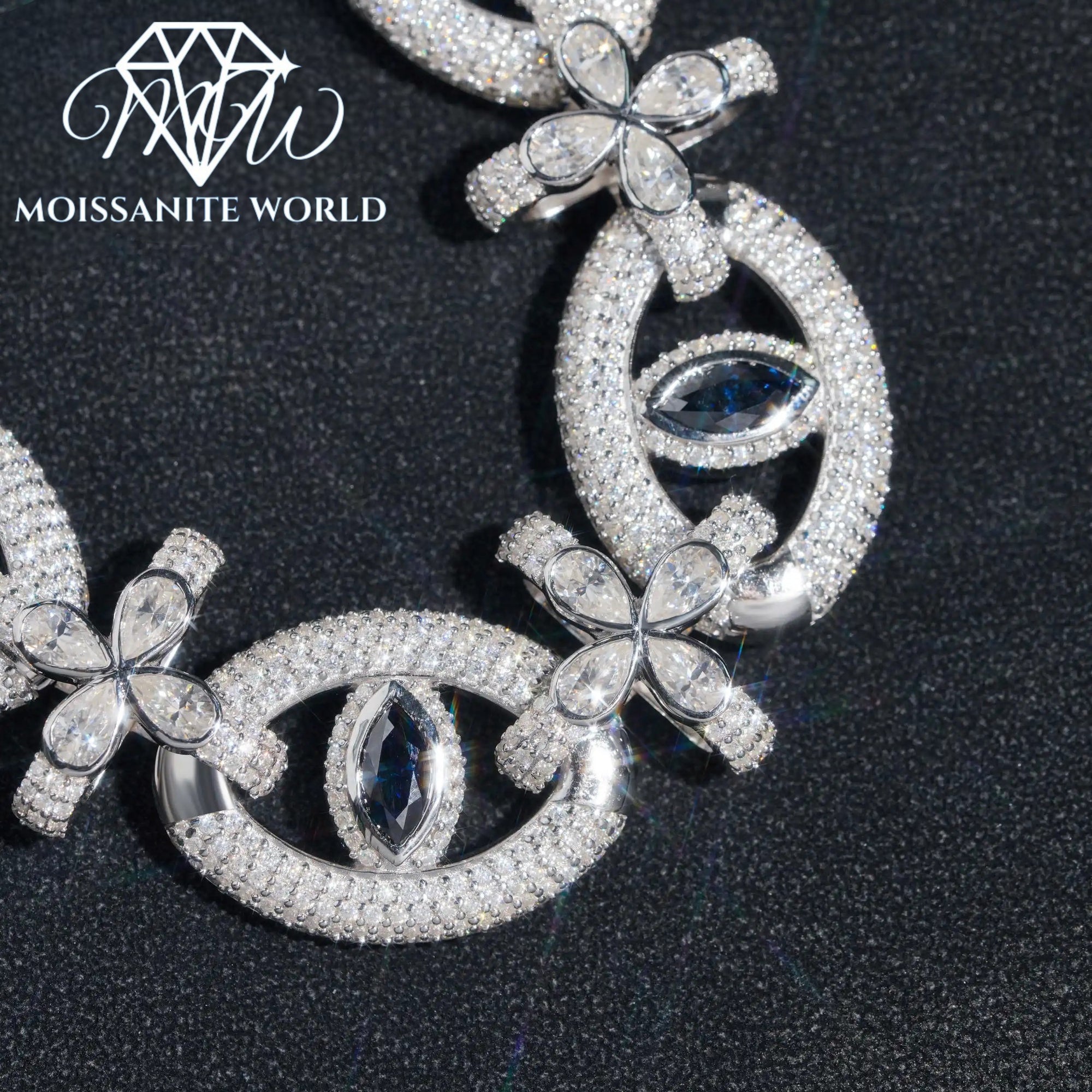 Devil’s Eye Moissanite Cuban Chain – 925 Sterling Silver, Iced Out