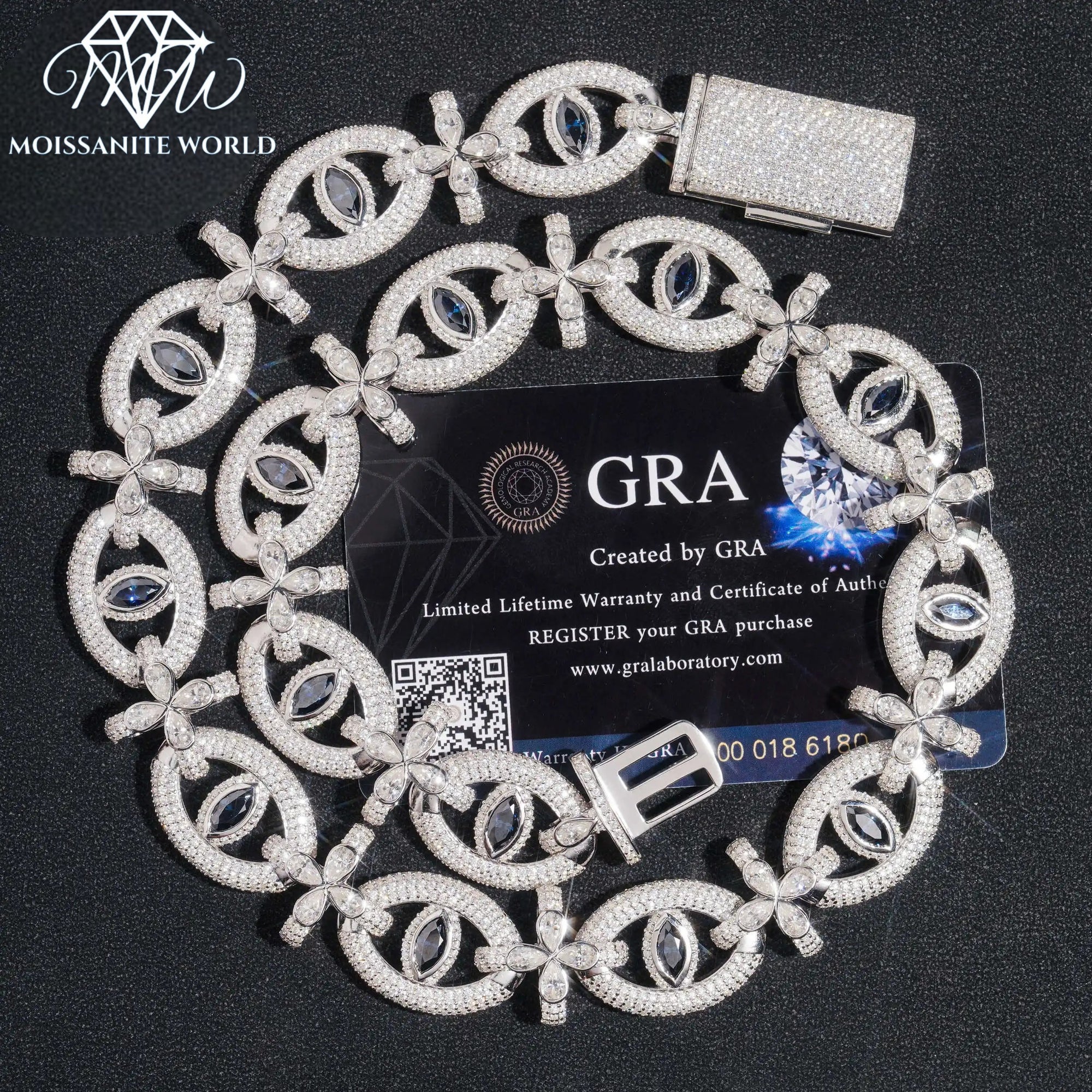 Devil’s Eye Moissanite Cuban Chain – 925 Sterling Silver, Iced Out