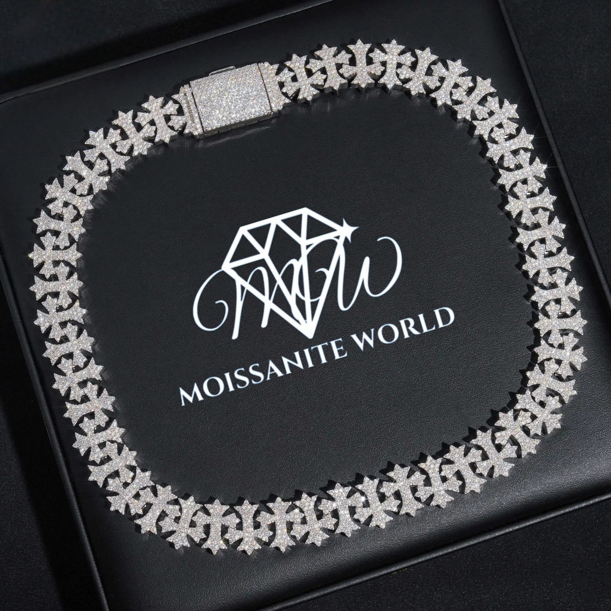 18MM Moissanite Cross Cuban Chain for Men – Solid 925 Silver, Gold-Plated