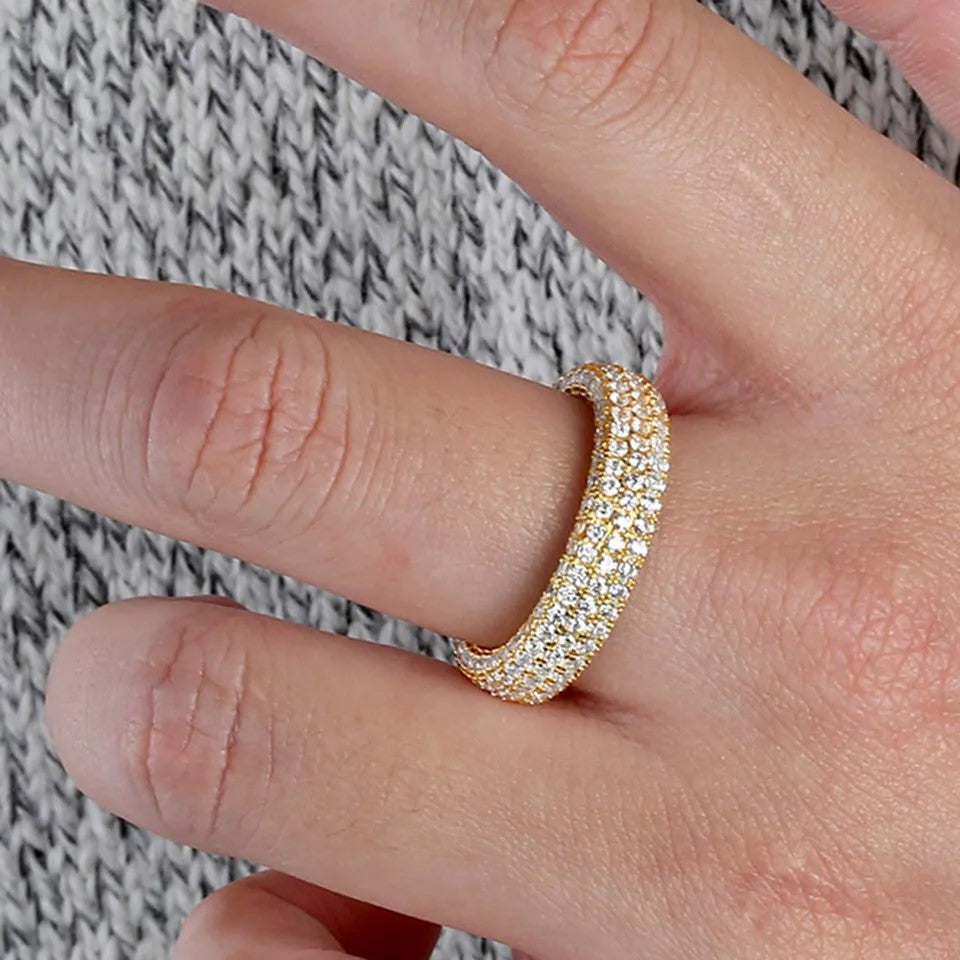 VVS Moissanite Diamond Iced Out, Layered Ring – Gold Plated, 925 Sterling Silver Jewelry