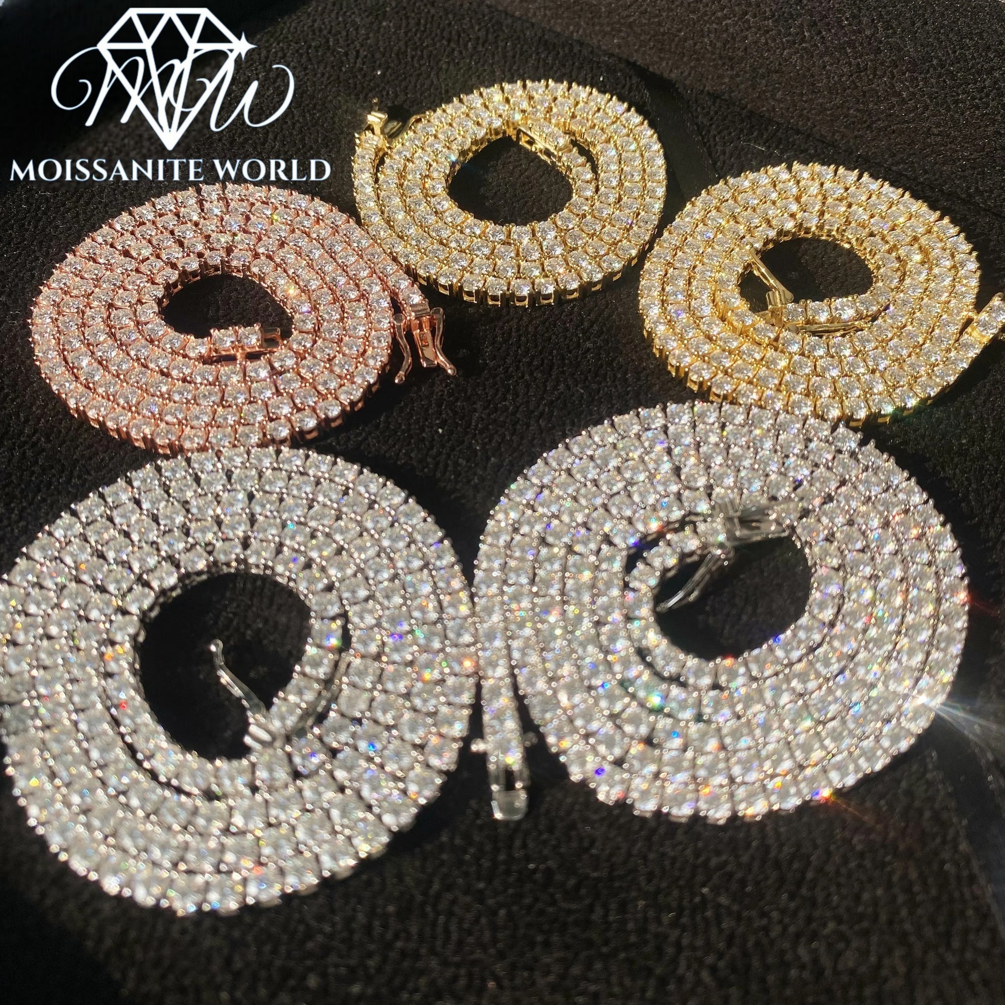 925 Silver Tennis Choker Chain Iced Out VVS Moissanite Diamond Chain( 4 - 6.5 mm)